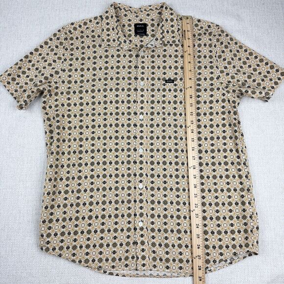 RVCA Shirt Mens Large Black Brown Floral Regular Fit Short Sleeve Button Down LG - Picture 13 of 16